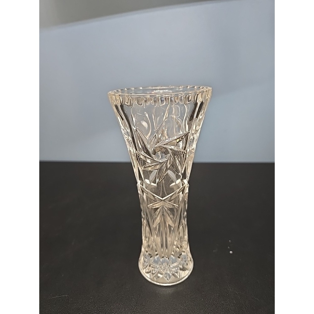 Vintage Lenox Full Lead Crystal Stars 6" Bud Vase Pinwheel